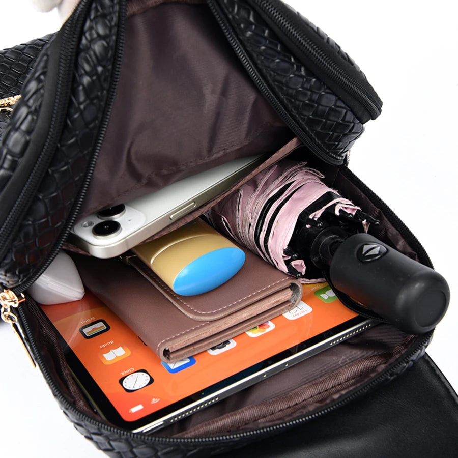 Sac à Dos Femme Chic Cuir Noir Vintage