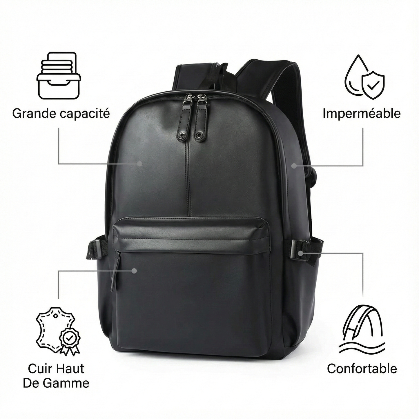 Sac à Dos Luxe Homme Cuir Noir