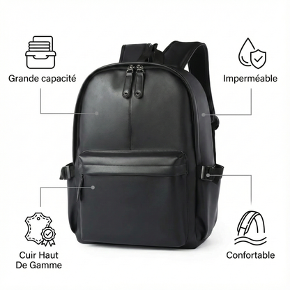 Sac à Dos Luxe Homme Cuir Noir