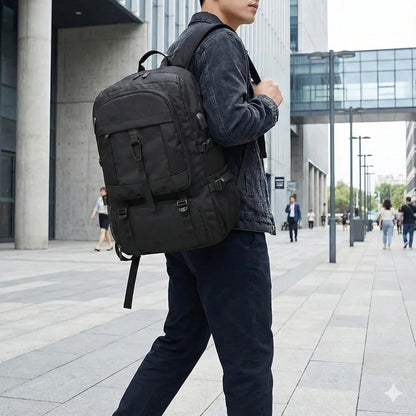 Sac à Dos Homme 40L Noir avec Compartiment Chaussures
