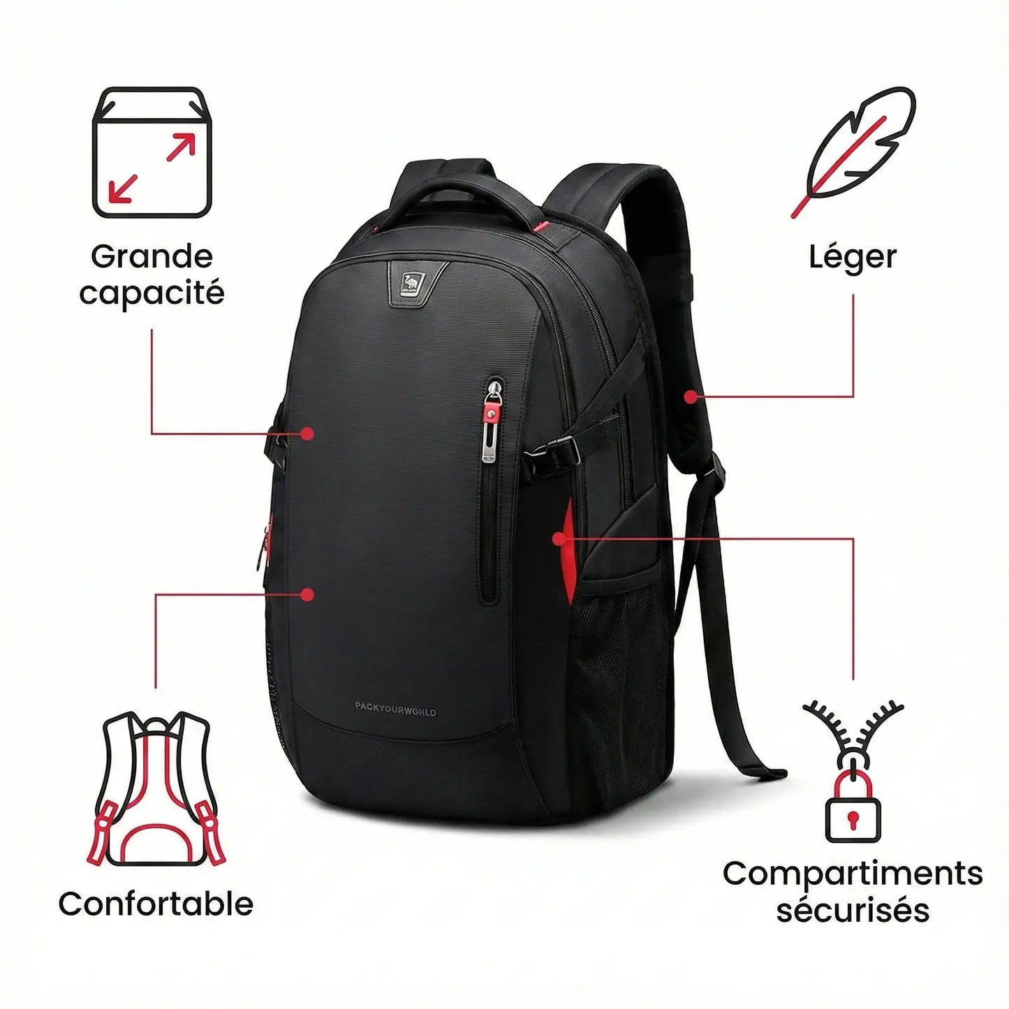 Sac à Dos Ordinateur 15 Pouces Homme extensible USB