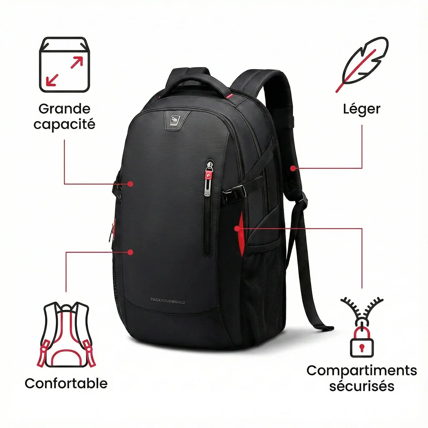 Sac à Dos Ordinateur 15 Pouces Homme extensible USB