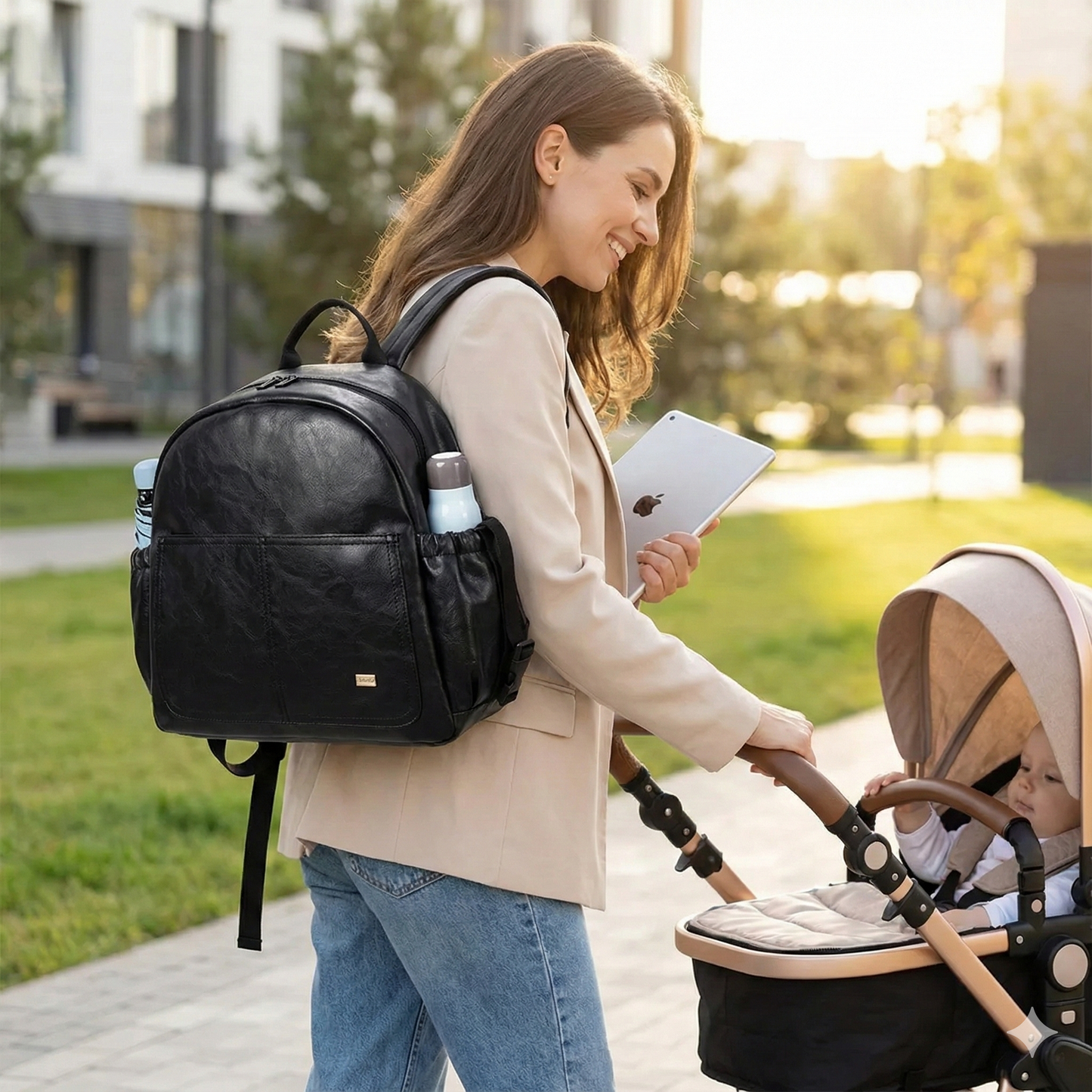 Sac à Dos à Langer en Cuir PU