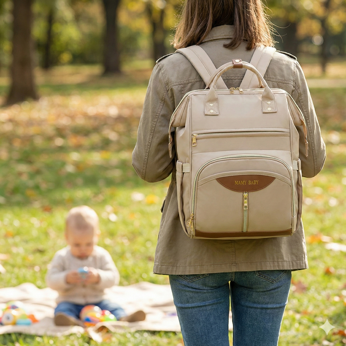 Sac à Dos à Langer Femme Multi-Poches