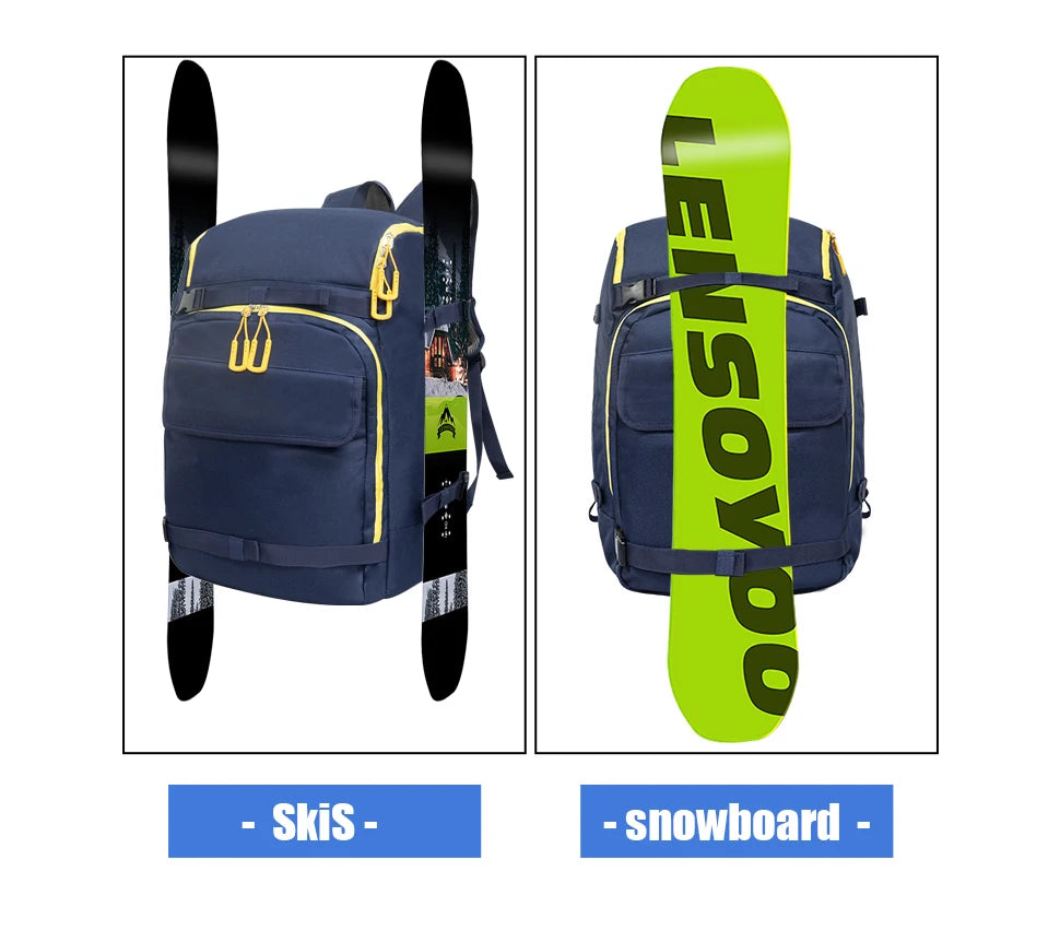 WESTTUNE Ski Boot Bag 50L Large Capacity Travel Backpack Waterproof Bag for Helmet Goggles Gloves Skis Snowboard & Accessories