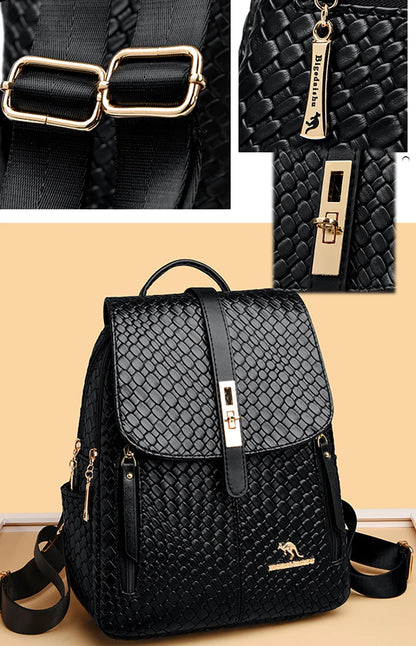 Sac à Dos Femme Chic Cuir Noir Vintage