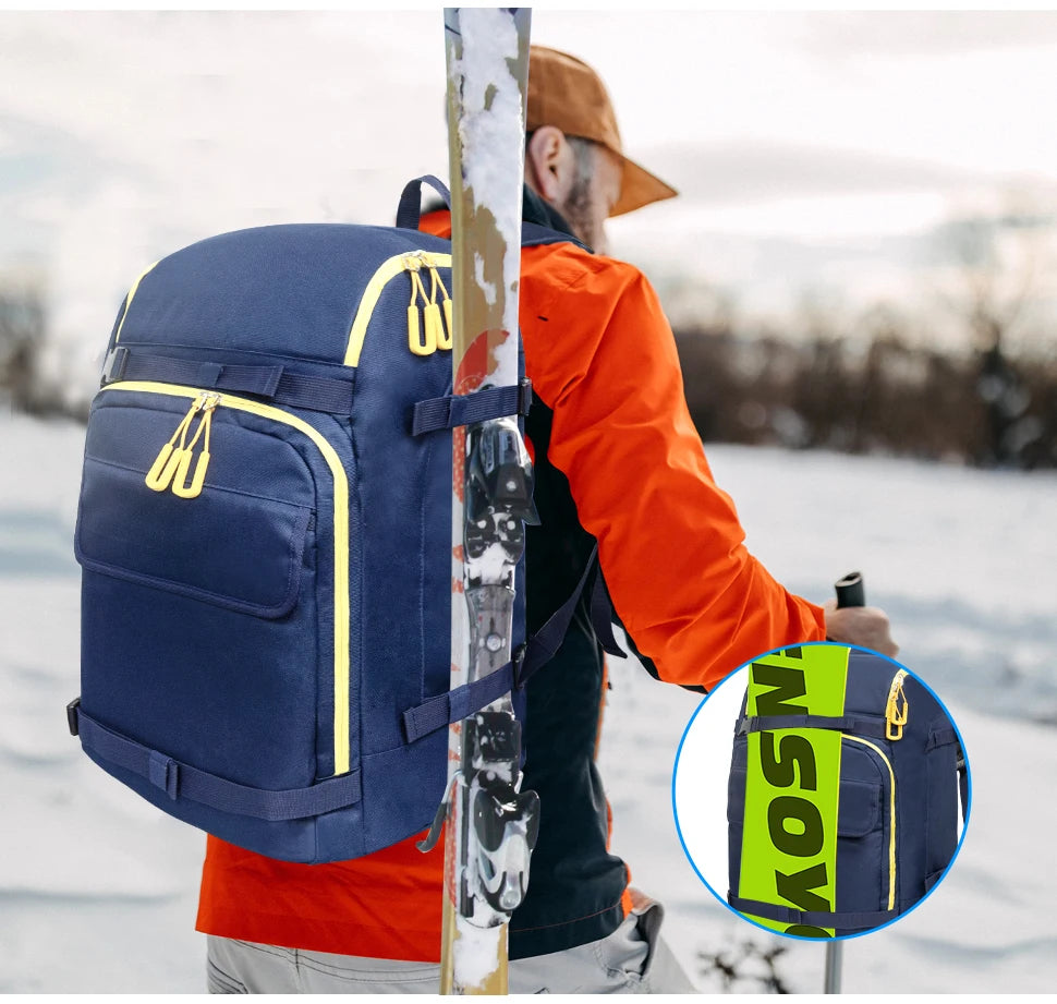 WESTTUNE Ski Boot Bag 50L Large Capacity Travel Backpack Waterproof Bag for Helmet Goggles Gloves Skis Snowboard & Accessories