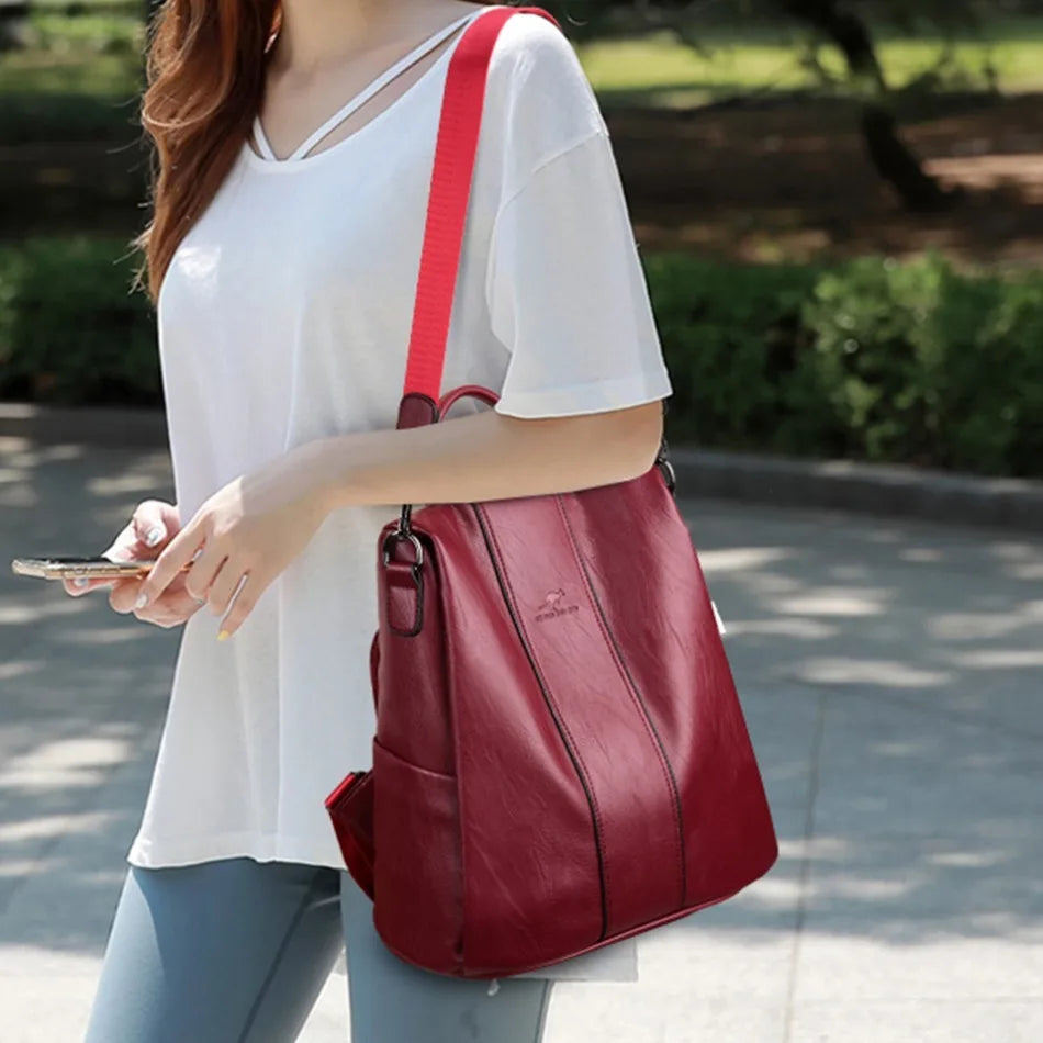 Sac à Dos Femme Cuir Anti-Vol Vintage