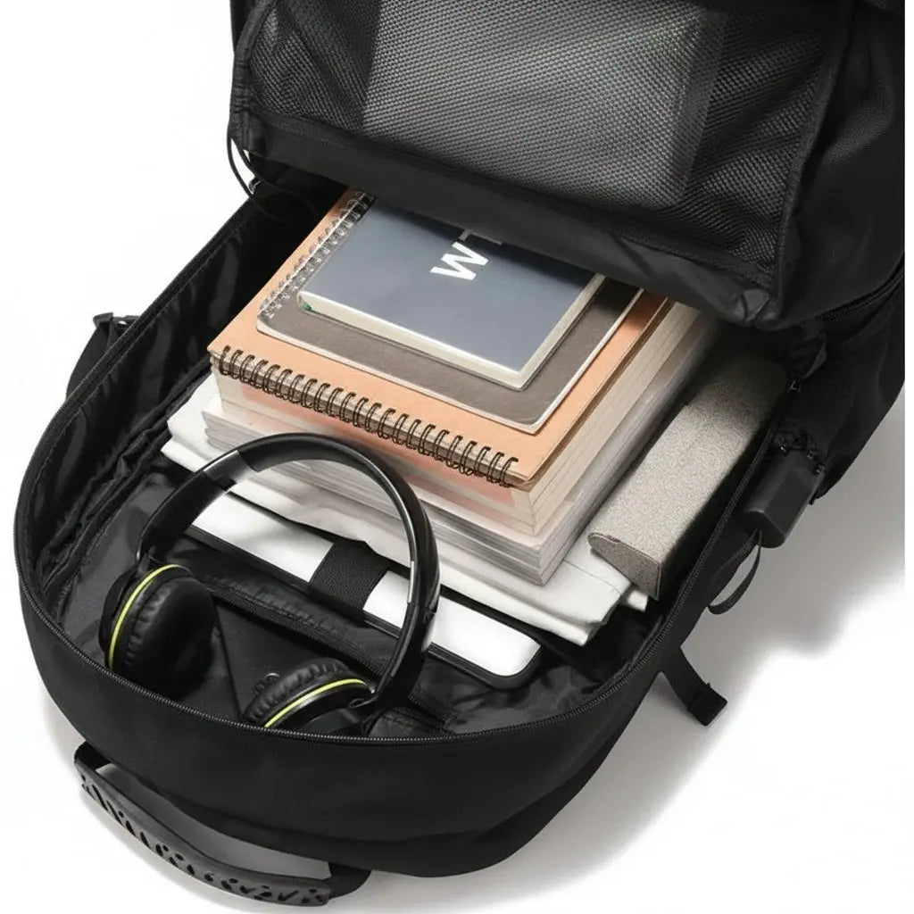 Sac à Dos Homme 40L Noir avec Compartiment Chaussures