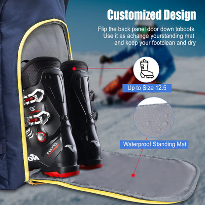 WESTTUNE Ski Boot Bag 50L Large Capacity Travel Backpack Waterproof Bag for Helmet Goggles Gloves Skis Snowboard & Accessories