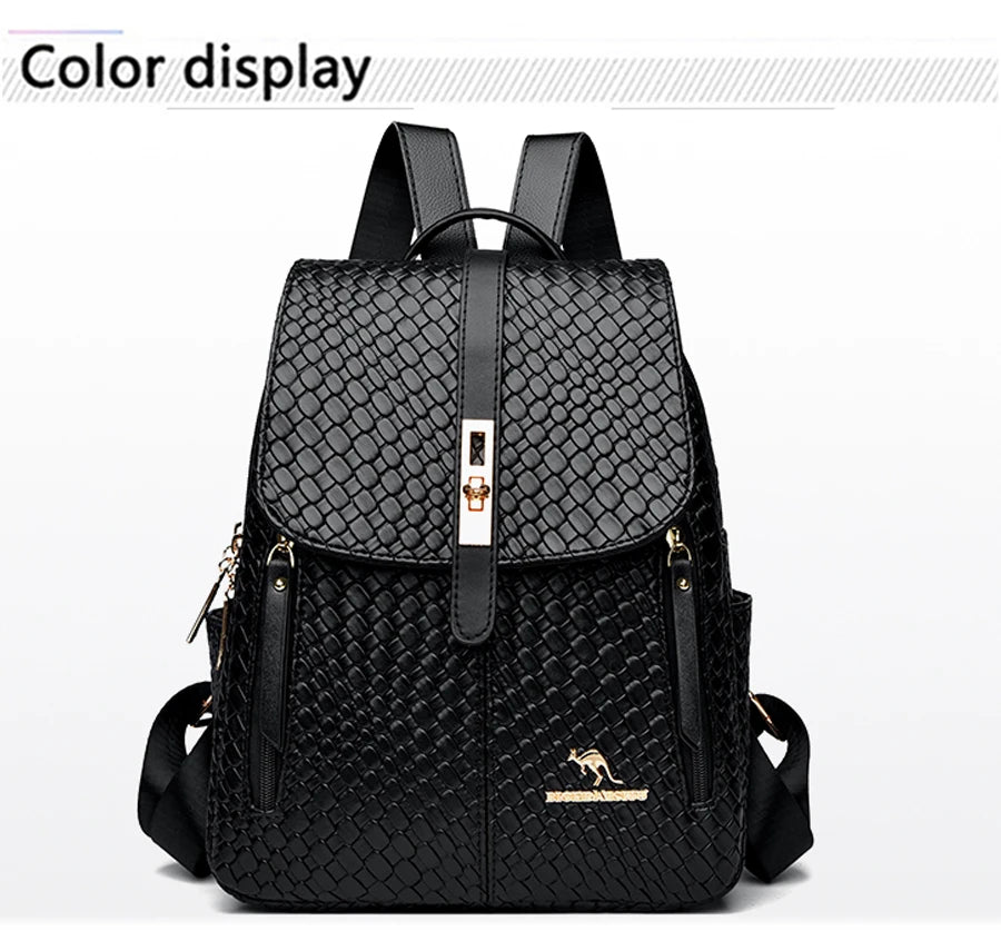 Sac à Dos Femme Chic Cuir Noir Vintage