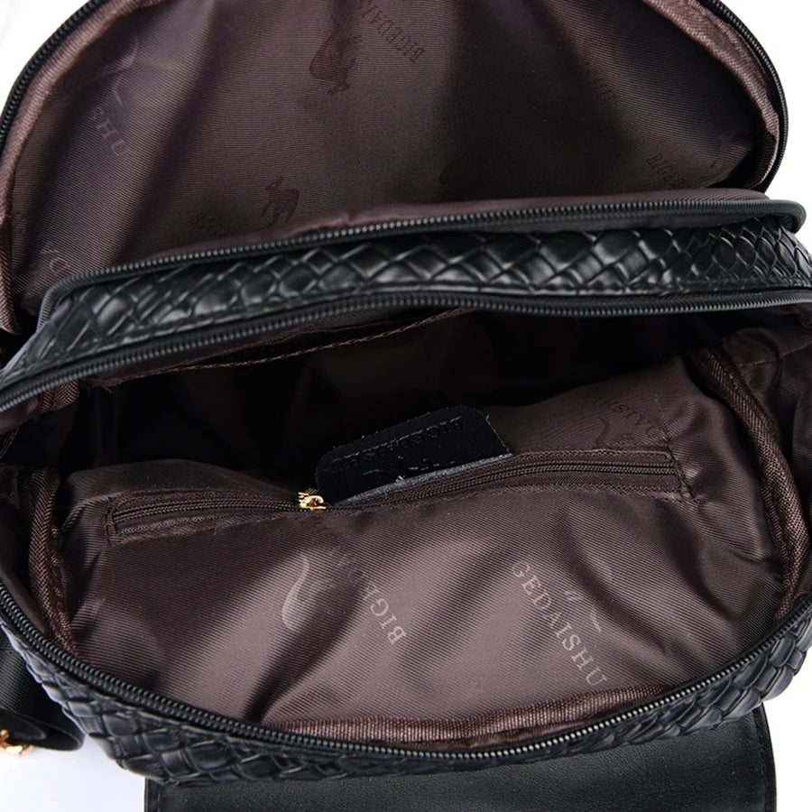 Sac à Dos Femme Chic Cuir Noir Vintage