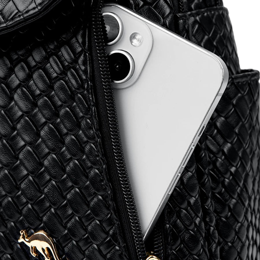 Sac à Dos Femme Chic Cuir Noir Vintage