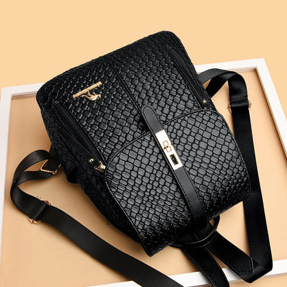 Sac à Dos Femme Chic Cuir Noir Vintage