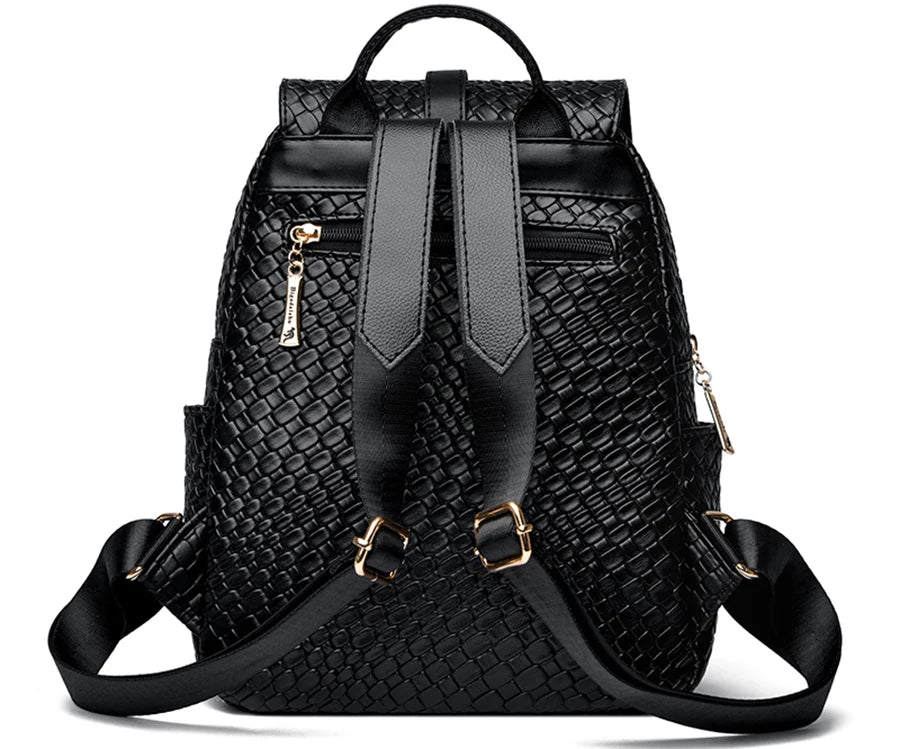 Sac à Dos Femme Chic Cuir Noir Vintage